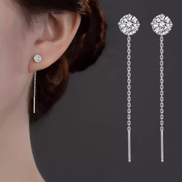 Cubic Zirconia Chain Drop Earrings