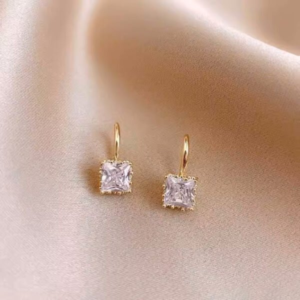 Square Cubic Zircon Drop Earrings