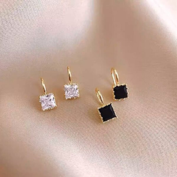 Square Cubic Zircon Drop Earrings